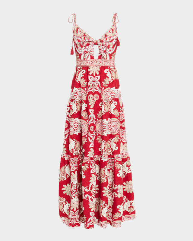 Minka Tie-Shoulder Maxi Dress